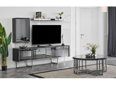 Glass Wall unit Loft Wardrobe Wall Living room Extension Walls tv TV cabinet stand