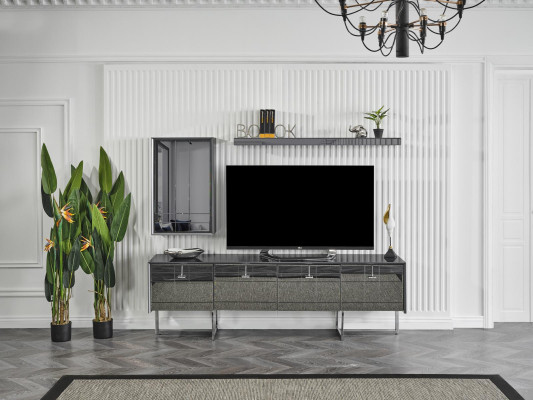 Glass Wall unit Loft Wardrobe Wall Living room Extension Walls tv TV cabinet stand