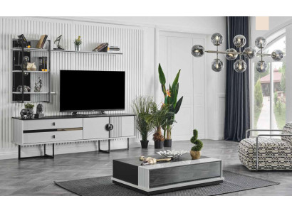 Wall unit TV cabinet tv stand low sideboard + White Coffee table Wood