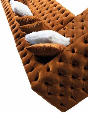 Living landscape Chesterfield Corner sofa Couch Gold Velvet fabric Corner sofa