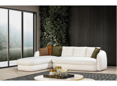 Design Corner sofa L-shape Couch Upholstery Textile Luxury Living room Sofa White