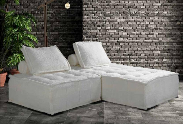Corner sofa L-shape Luxury Living room Furniture Sofa Modern Design Fabric White