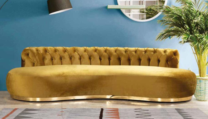 Living room Sofa Chesterfield Modern Wood Textile Metal Four-seater chesterfield