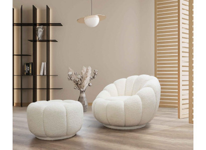 Armchair + Stool for Living room Round Chair with Stool Modern Furniture