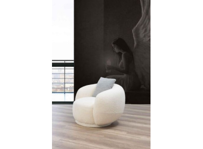 Modern Round Chair Beige Lounge Furniture Club Furnishings Design Armchair