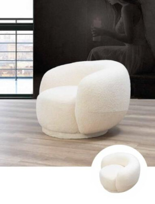 Modern Round Chair Beige Lounge Furniture Club Furnishings Design Armchair