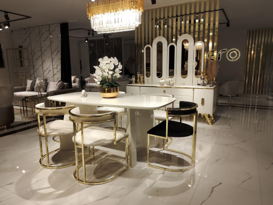 Elegant luxury for your home White Dining table with six chairs