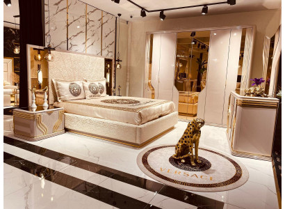 Luxury Bedroom Set Bed + 2x Bedside table Noble Hotel Furniture Beds