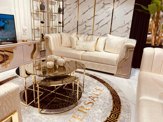Sofa 3 Seater Upholstered Sofa Beige Textile Seat Design Couch Sofas Fabric