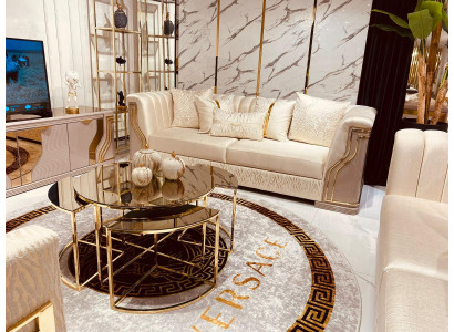Sofa 3 Seater Upholstered Sofa Beige Textile Seat Design Couch Sofas Fabric