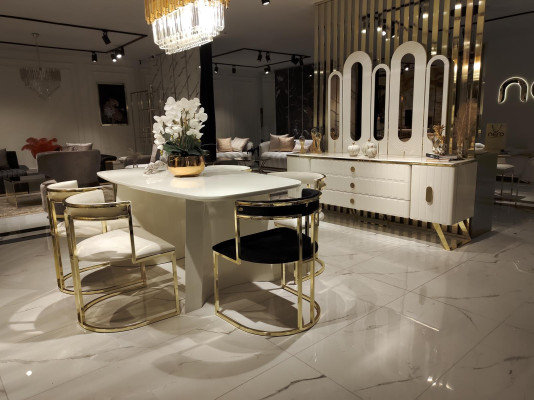 White luxury for your home high gloss chest of drawers with mirror decoration