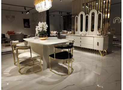 White luxury for your home high gloss chest of drawers with mirror decoration