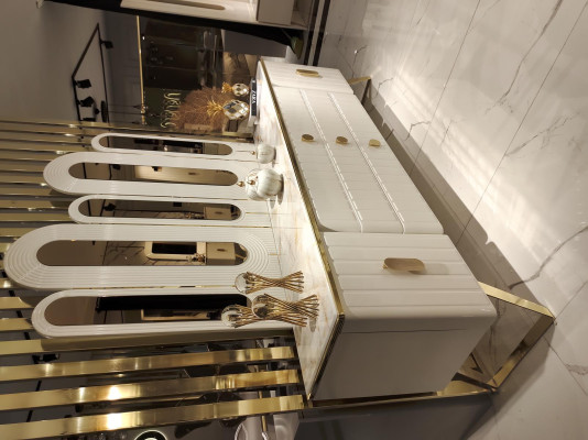 White luxury for your home high gloss chest of drawers with mirror decoration