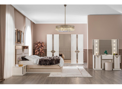 Bedroom Complete Set Bed 2x Bedside table Wardrobe 5-piece design