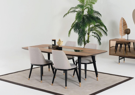 Dining room Set Table 4x Chairs Sideboard Mirror Suite Design new 7pcs