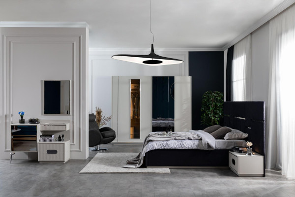 Bedroom Bed 2x Bedside tables Wardrobe 6-piece Design Furniture Luxury