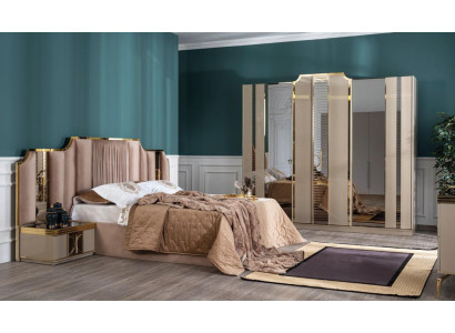 Luxury Complete's Bedroom Set Bed 2x Bedside table Wardrobe 4-piece