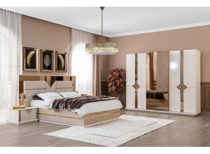 Bedroom Set Bed 2x Bedside table Wardrobe 4-piece Luxury Furniture