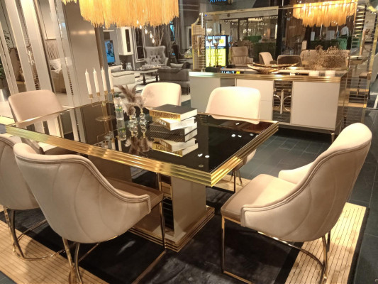 Dining room SetTable 4x Chairs Sideboard with Mirror Suite Furniture 8pcs.