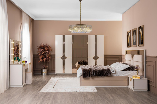 Bedside table Bedroom Luxury Furniture Wood Beige Style Modern Bedside tables