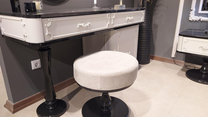 Living room Stool Luxury Style Modern Design Furniture Footstool White Fabric