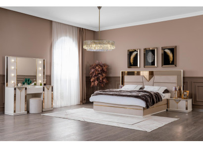 Modern Bed 2x Bedside tables 4-piece Bedroom Set Design Luxury new Modern