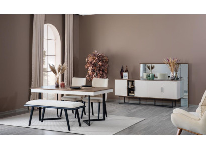 Dining room Table 4x Chairs Stool Metal Dining Group Set 6pcs. new Modern