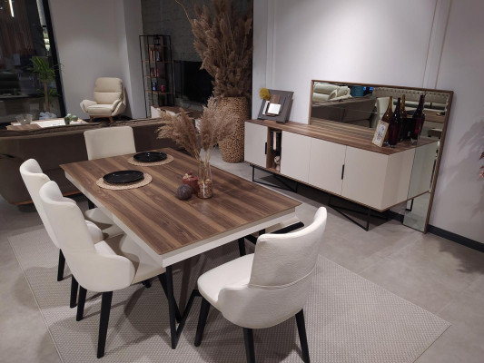 Dining room Table 4x Chairs Stool Metal Dining Group Set 6pcs. new Modern
