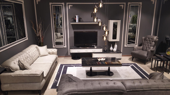 Living room furniture Set Designer Armchair Wall unit Furnishings new White