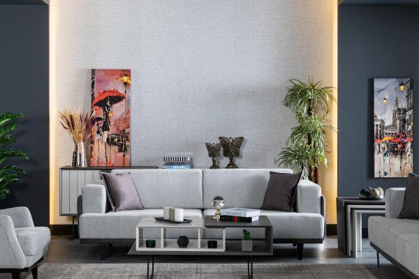 Living room Sofa 3 Seater Coffee table Textile Design Modern 2-piece Furniture new