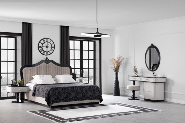 Bedroom Set Wardrobe Bed 2 x Bedside table Complete new beige