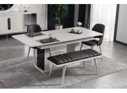 Dining room Table 4x Chairs Stool 6tlg.Set Group Suite Furniture new White