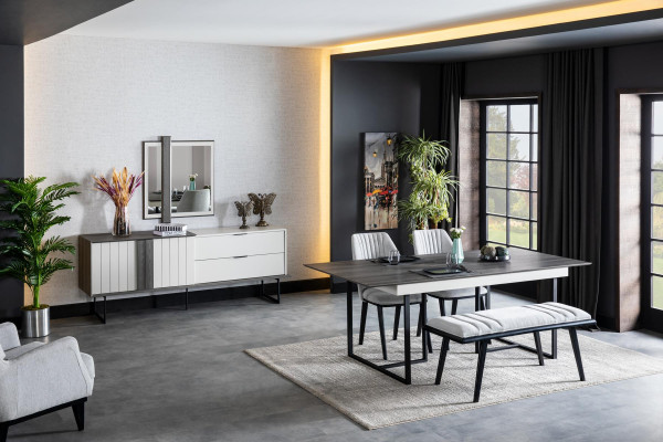 Dining room Table 4x Chairs 5pcs. Design Furniture Modern Set Suite new