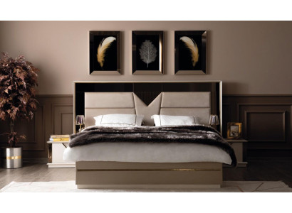 Bedroom Set Bed 2x Bedside tables Wood Luxury Set 3-piece Bed Modern