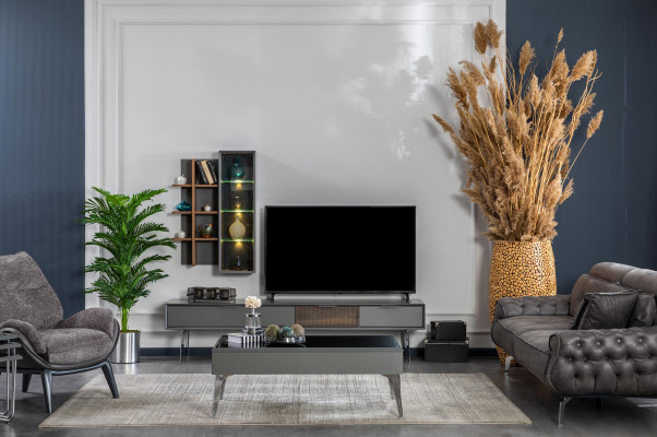 Gray Wall unit Wardrobe Wall Units Furniture Wood TV-cabinet Television Design Cabinets