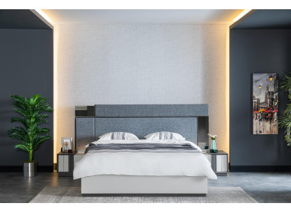 Luxury Hotel Bedroom Furniture Bed with 2x bedside tables 3-piece. Complete set
