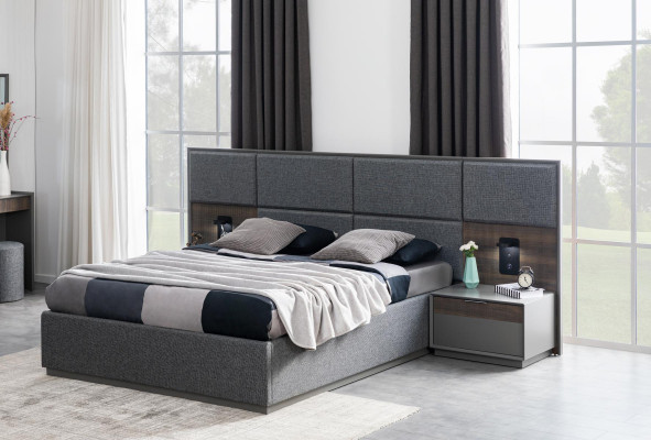 Bedroom Bed 2x Bedside table Beds Complete Suite USB Light Loft