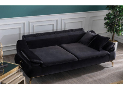 Living room Sofa 3 Seater Black Design Luxury Upholstery Furniture Elegant
