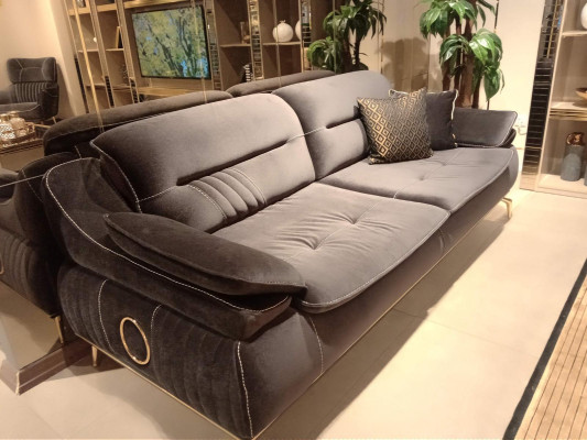 Living room Sofa 3 Seater Black Design Luxury Upholstery Furniture Elegant