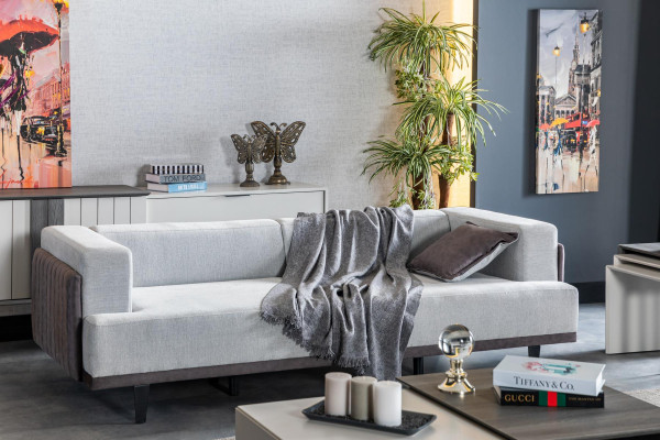 Living room Sofa 3 Seater gray Design Luxury Upholstery Furniture Elegant