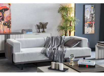Living room Sofa 3 Seater gray Design Luxury Upholstery Furniture Elegant