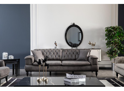 Chesterfield Living room Sofa 3 Seater Gray Furniture Luxury Design Couch xxl