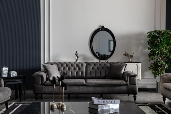 Chesterfield Living room Sofa 3 Seater Gray Furniture Luxury Design Couch xxl