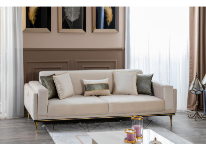 Italian Style Furniture Couch Luxury Sofa Three Seater Textile Couches Fabric