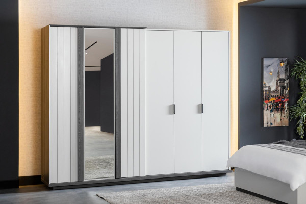 Bedroom Furniture Wood Wardrobe Modern Wardrobe Gray 260cm Loft