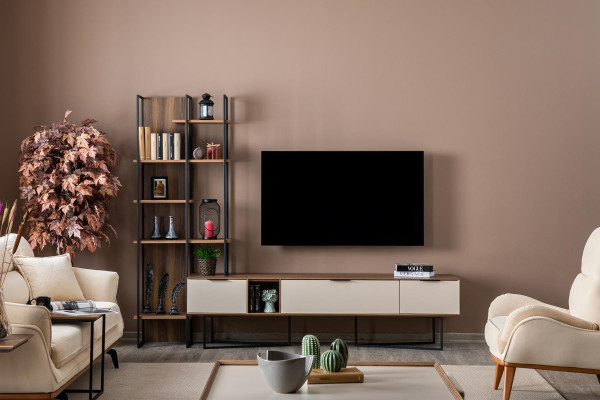 Wall unit Living room Furniture TV stand Bookshelf 240cm Wood wall units