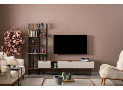 Wall unit Living room Furniture TV stand Bookshelf 240cm Wood wall units