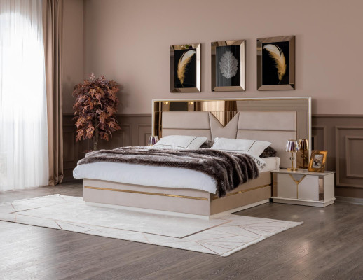Golden Bed Double bed Bedroom Beds Furniture designer Double bed Beige