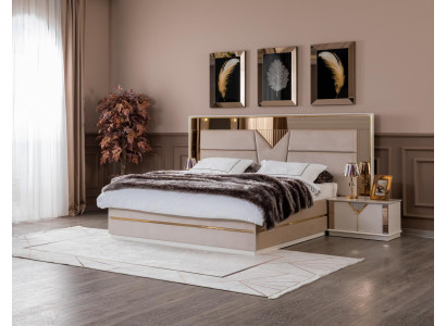 Golden Bed Double bed Bedroom Beds Furniture designer Double bed Beige