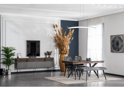Set Chest of drawers Mirror Living room Design Wood new Style Modern Sideboard gray